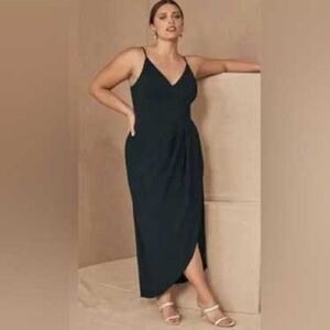 BHLDN PLUS SIZE Caron V-Neck Crepe Dress Green size 26